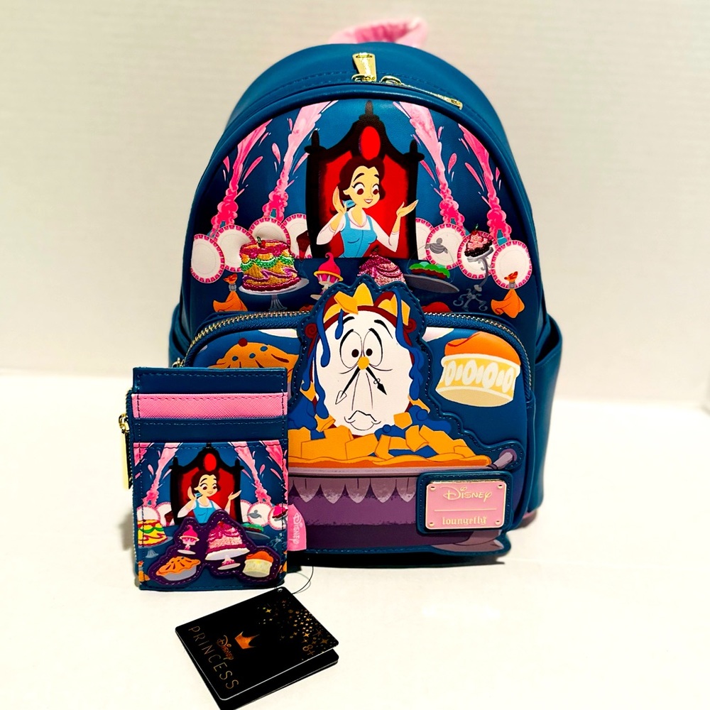 Loungefly Disney Beauty & the Beast Be Our Guest Mini Backpack/Cardholder
